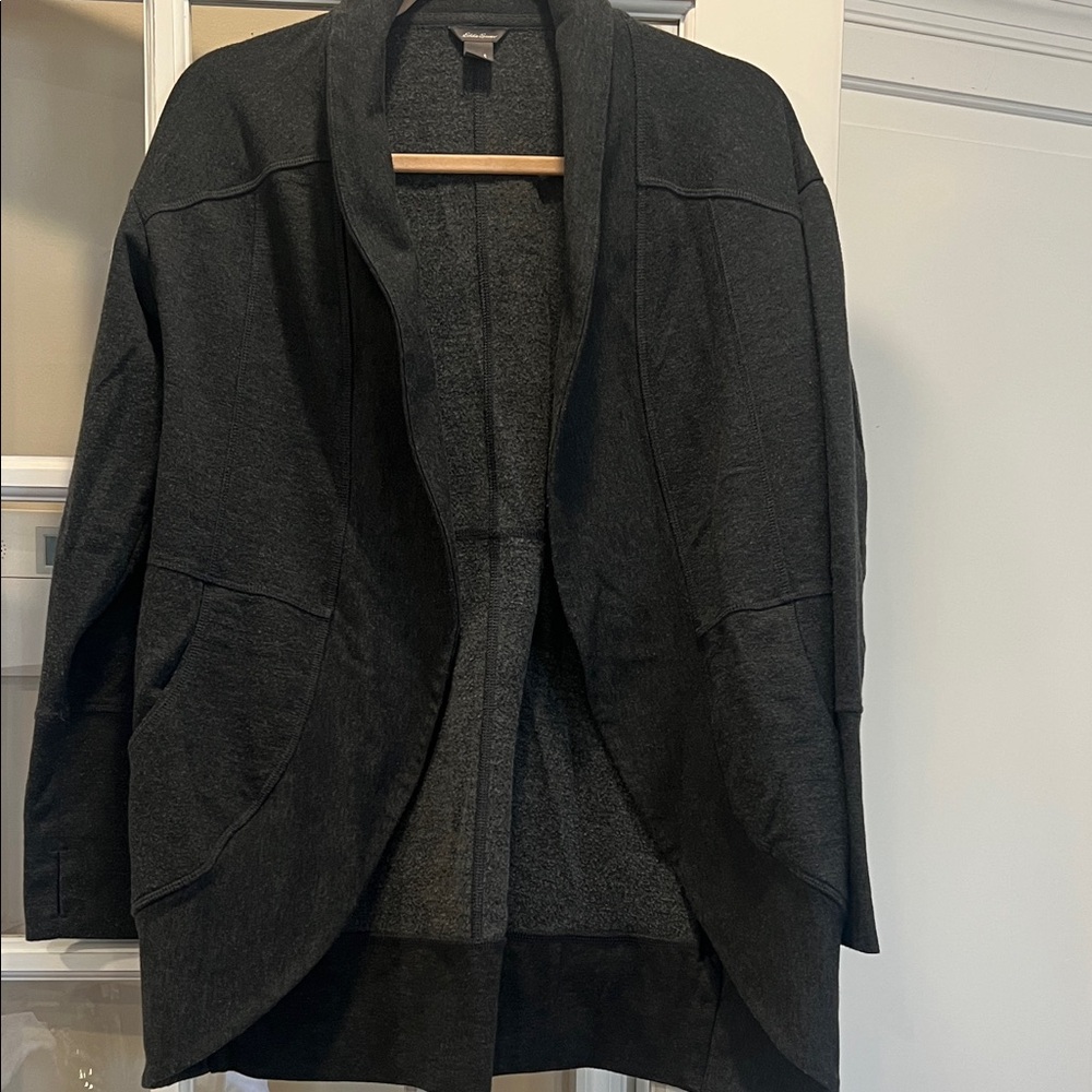 Eddie Bauer Charcoal Open Front Cardigan
